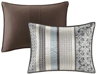 Madison Park Princeton Blue 5 Piece Jacquard Quilt Set with Throw Pillows