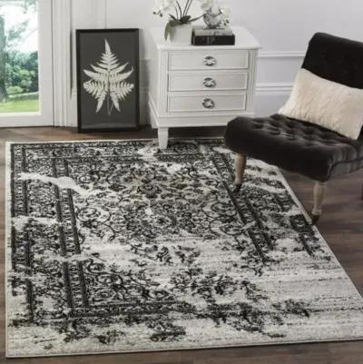 Adirondack Contemporary Silver / Black 8' X 8' Round Powerloomed Rug