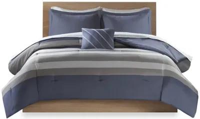 Intelligent Design Marsden Blue/Grey Striped Comforter Set with Bed Sheets