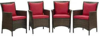 Conduit Outdoor Patio Wicker Rattan Dining Armchair Set of 4