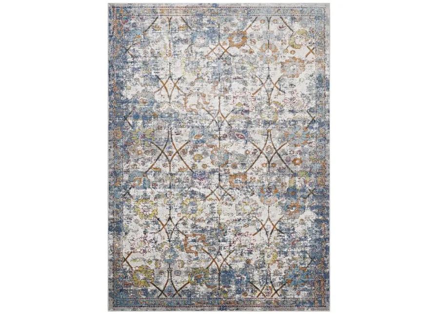 Minu Distressed Floral Lattice 8x10 Area Rug