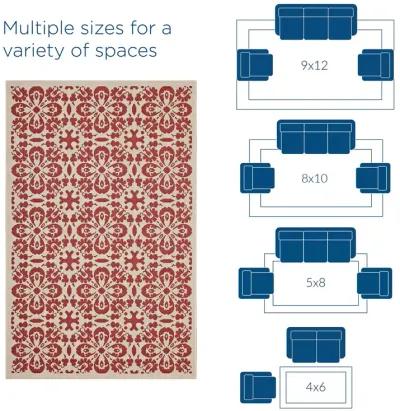 Ariana Vintage Floral Trellis 9x12 Indoor and Outdoor Area Rug