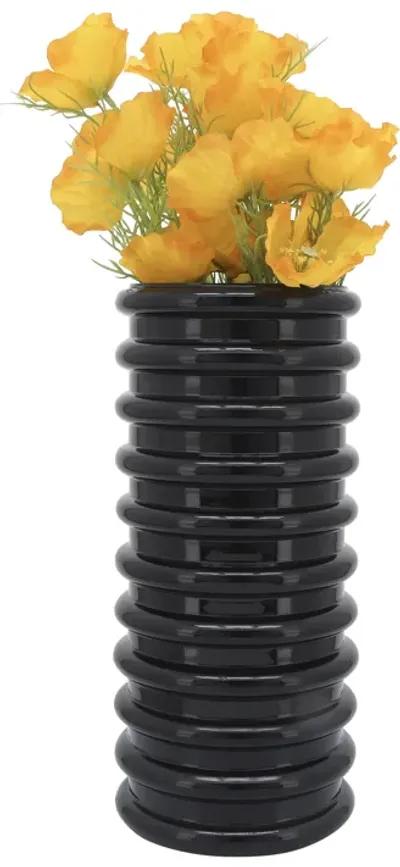 Glass, 14"h, Scallop Vase, Black