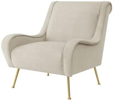 Ricci Upholstered Saddle Arms Accent Chair Stone and Gold