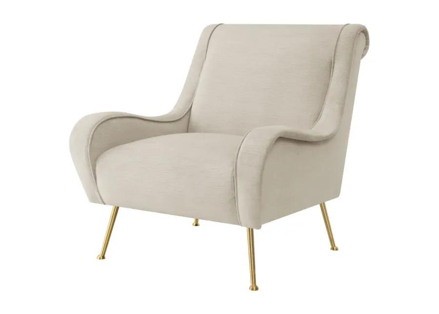 Ricci Upholstered Saddle Arms Accent Chair Stone and Gold