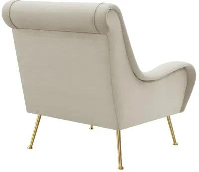 Ricci Upholstered Saddle Arms Accent Chair Stone and Gold