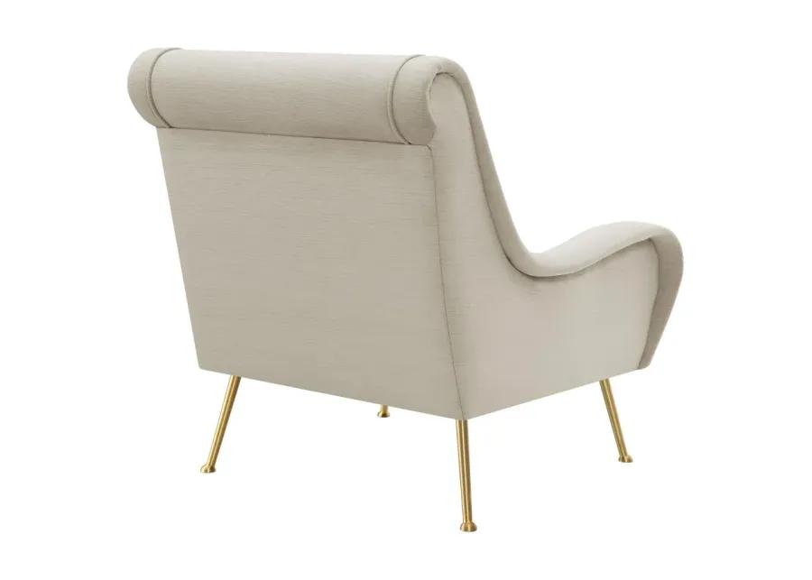 Ricci Upholstered Saddle Arms Accent Chair Stone and Gold