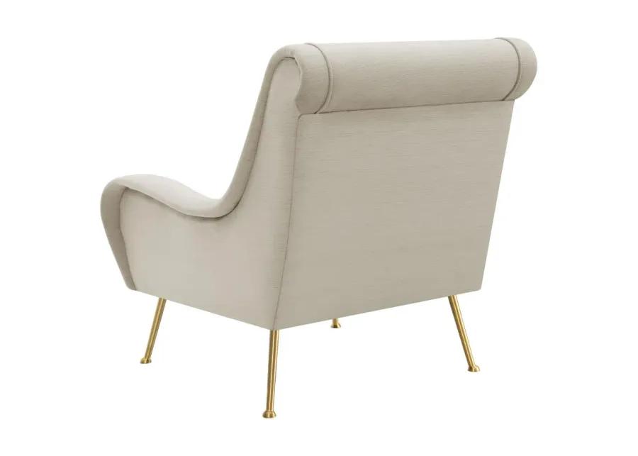 Ricci Upholstered Saddle Arms Accent Chair Stone and Gold