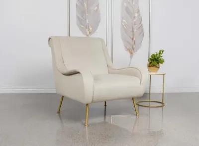 Ricci Upholstered Saddle Arms Accent Chair Stone and Gold