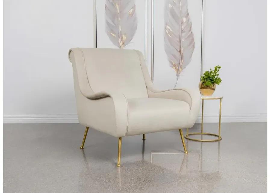 Ricci Upholstered Saddle Arms Accent Chair Stone and Gold