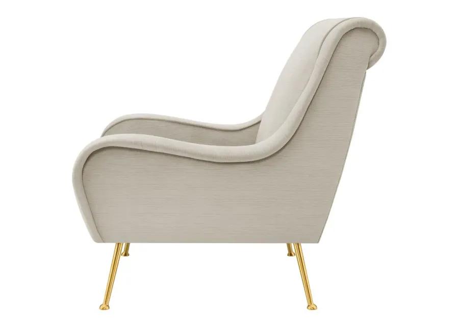 Ricci Upholstered Saddle Arms Accent Chair Stone and Gold