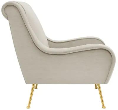 Ricci Upholstered Saddle Arms Accent Chair Stone and Gold