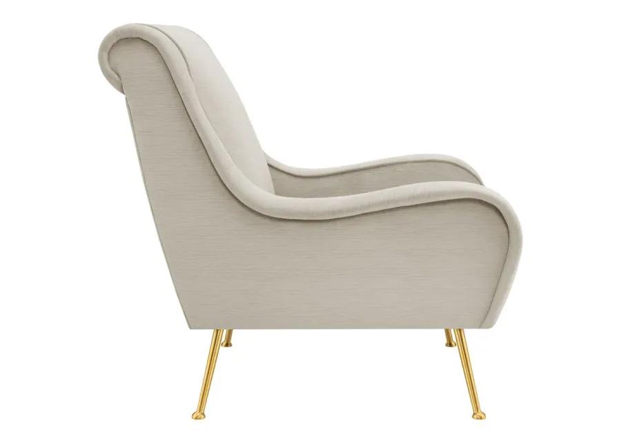 Ricci Upholstered Saddle Arms Accent Chair Stone and Gold