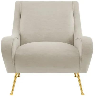 Ricci Upholstered Saddle Arms Accent Chair Stone and Gold