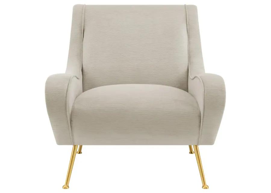 Ricci Upholstered Saddle Arms Accent Chair Stone and Gold