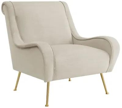 Ricci Upholstered Saddle Arms Accent Chair Stone and Gold