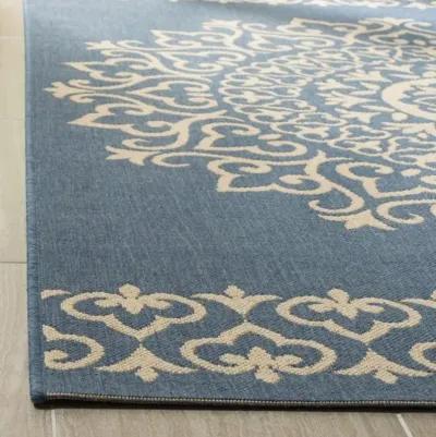 LINDEN 183 Collection LND183N-5 Cream / Blue 5'-3" X 7'-6"