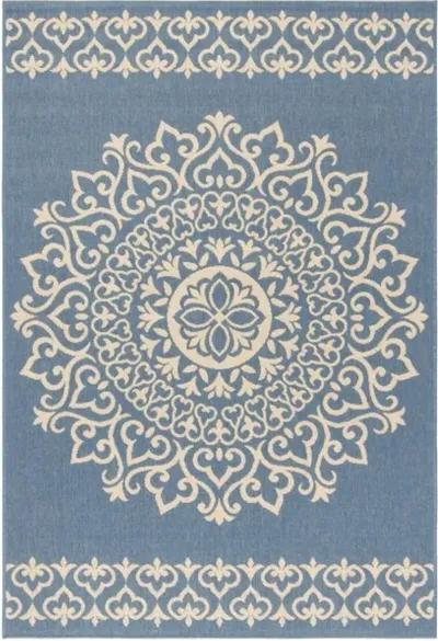 LINDEN 183 Collection LND183N-5 Cream / Blue 5'-3" X 7'-6"