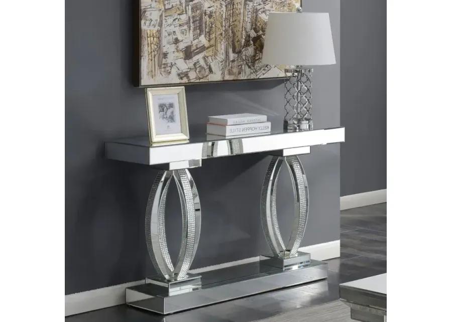 Amalia Rectangular Sofa Table with Shelf Clear Mirror