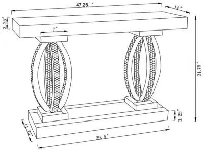 Amalia Rectangular Sofa Table with Shelf Clear Mirror