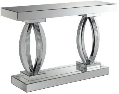 Amalia Rectangular Sofa Table with Shelf Clear Mirror