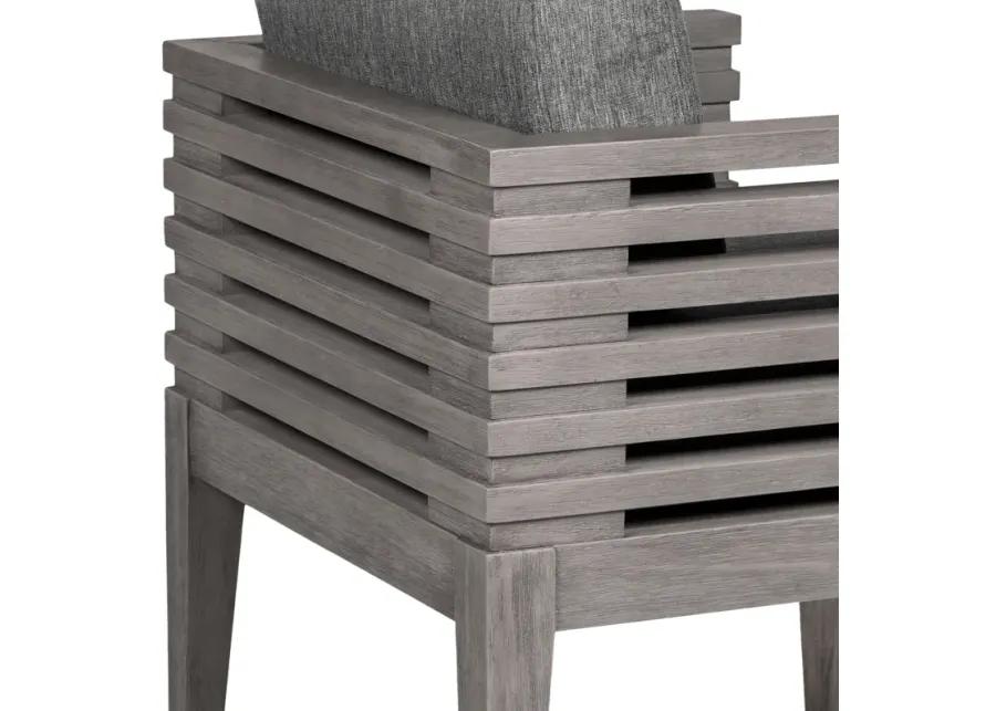 Vivid Outdoor Patio 7 Piece Dining Set in Gray Eucalyptus Wood with Gray Olefin Cushions