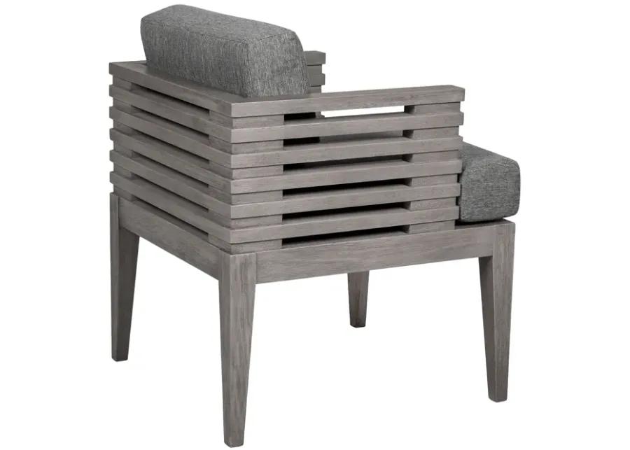 Vivid Outdoor Patio 7 Piece Dining Set in Gray Eucalyptus Wood with Gray Olefin Cushions