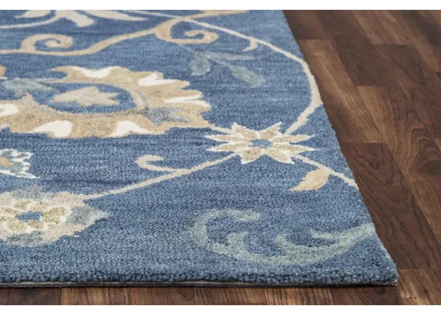 Leone Blue Traditional Motifs  Wool 2'6" x 10' Runner Rug