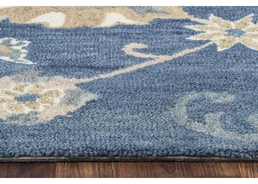 Leone Blue Traditional Motifs  Wool 2'6" x 10' Runner Rug