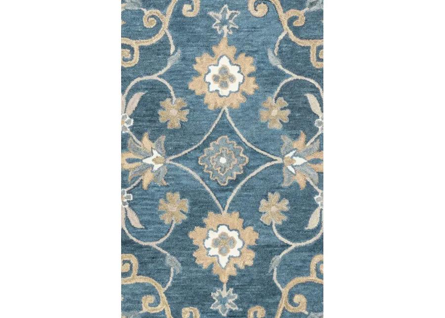 Leone Blue Traditional Motifs  Wool 2'6" x 10' Runner Rug