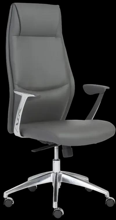 Crosby High Back Office Chair in Gray with Polished Aluminum Base