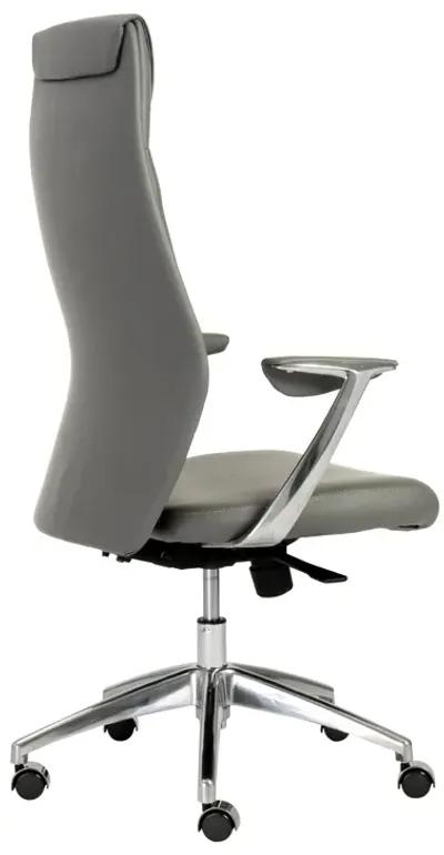 Crosby High Back Office Chair in Gray with Polished Aluminum Base