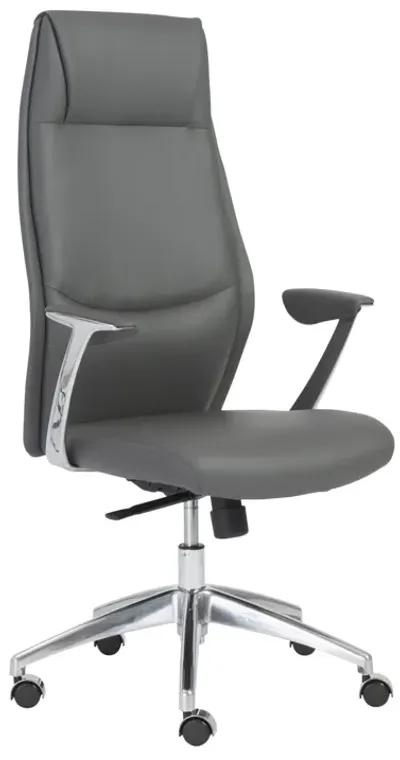 Crosby High Back Office Chair in Gray with Polished Aluminum Base