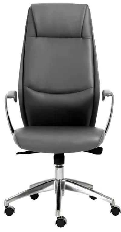 Crosby High Back Office Chair in Gray with Polished Aluminum Base