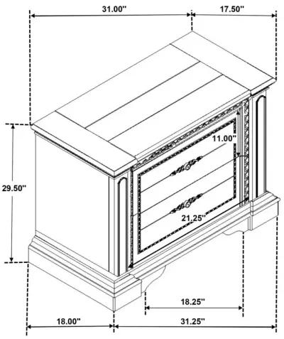 Evelyn 2-drawer Nightstand with USB Ports Antique White