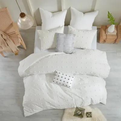 Urban Habitat Brooklyn Ivory Cotton Jacquard Comforter Set with Euro Shams and Throw Pillows