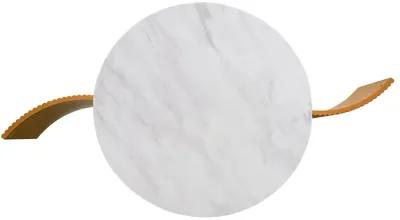 Faux White Marble Round Coffee Table with Storage