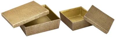 Square Linen Texture Box - Small Brass