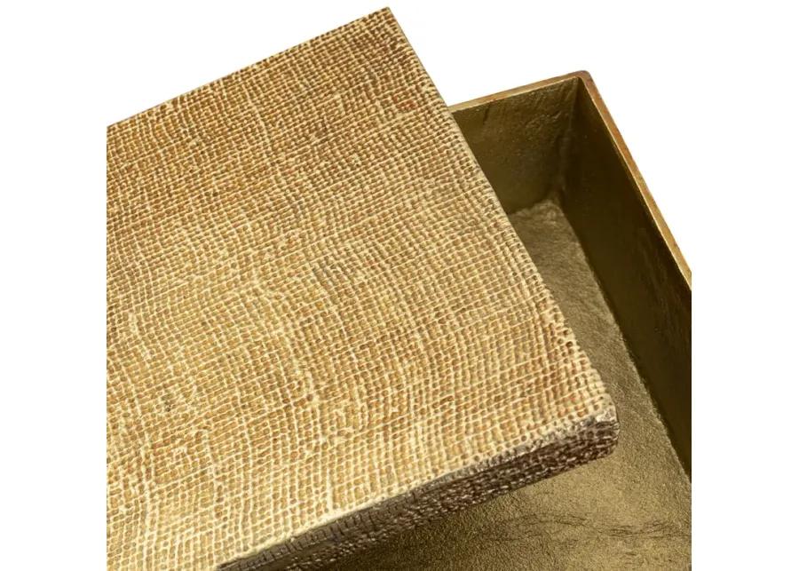 Square Linen Texture Box - Small Brass