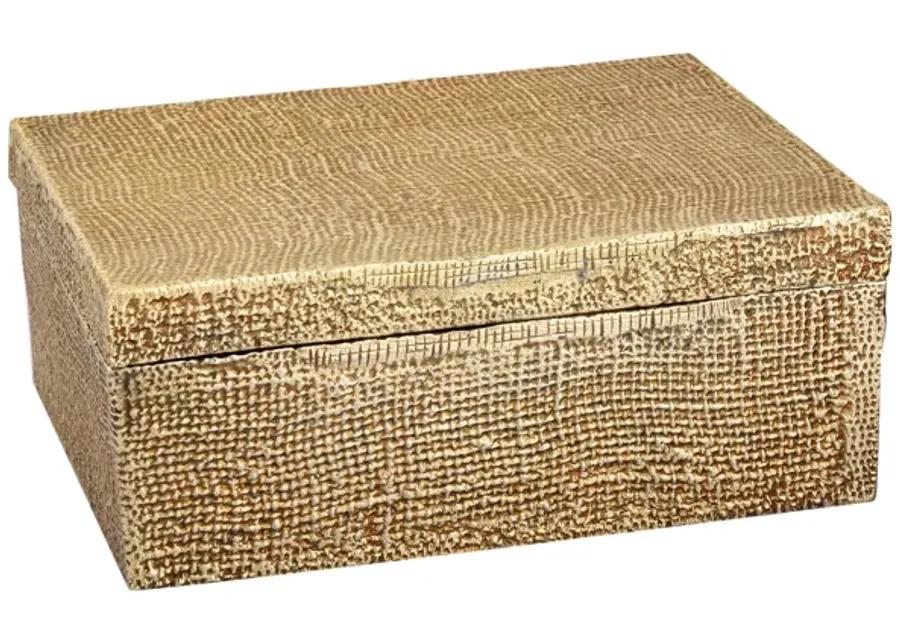 Square Linen Texture Box - Small Brass