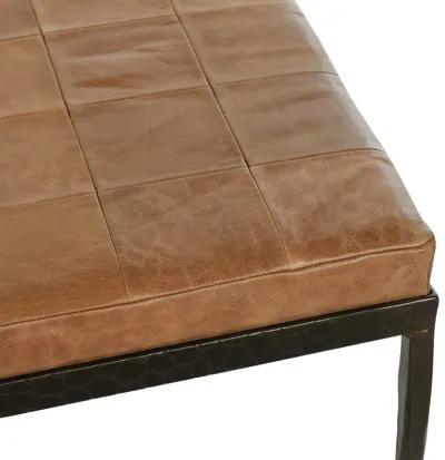 Malo 28" Top Grain Leather Ottoman Bench in Chestnut