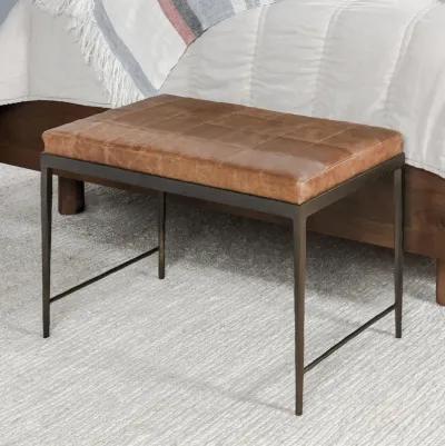 Malo 28" Top Grain Leather Ottoman Bench in Chestnut