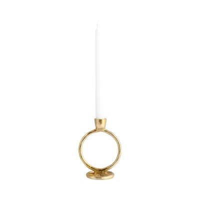 Metal, 6" Round Ring Taper Candleholder, Gold