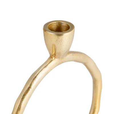 Metal, 6" Round Ring Taper Candleholder, Gold