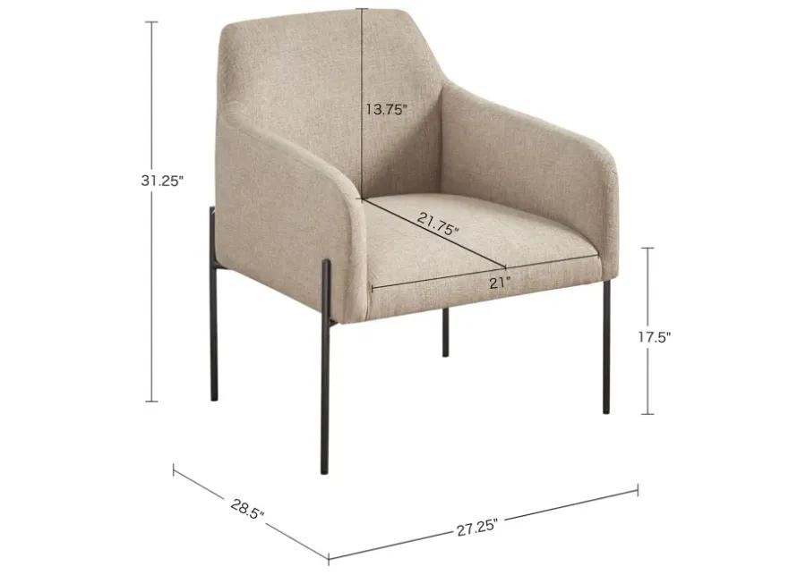 Madison Park Calder Beige Metal Leg Accent chair