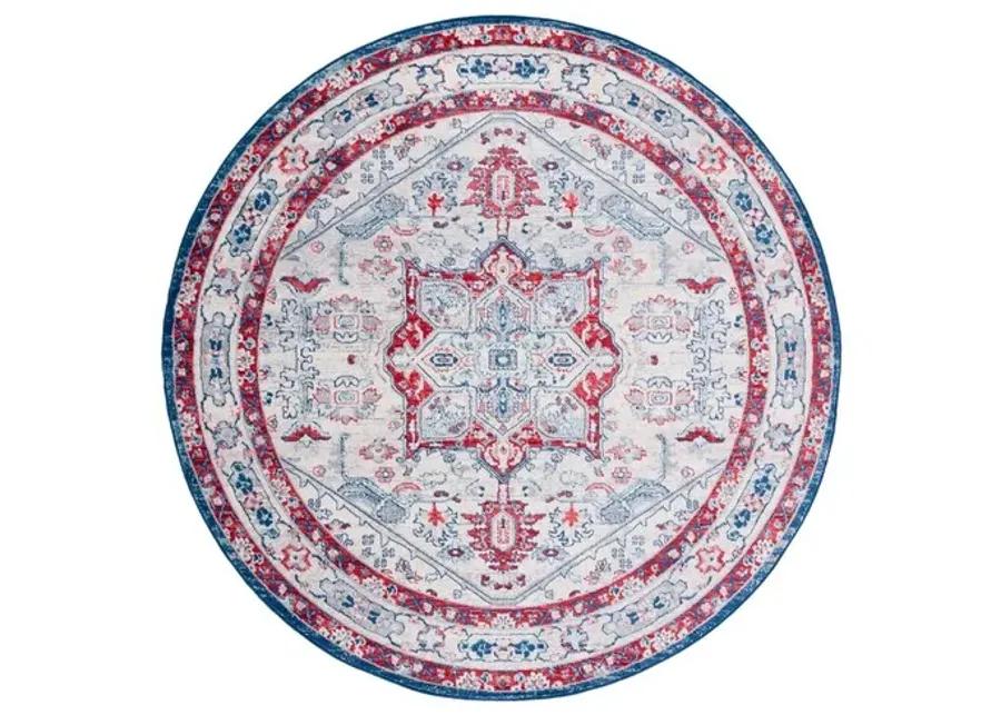 Brentwood 852 Ivory / Red 6'-7" X 6'-7" Round Round Powerloomed Rug