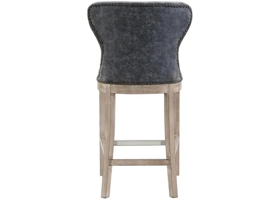 dorsey pu counter stool drift wood legs, nubuck charcoal