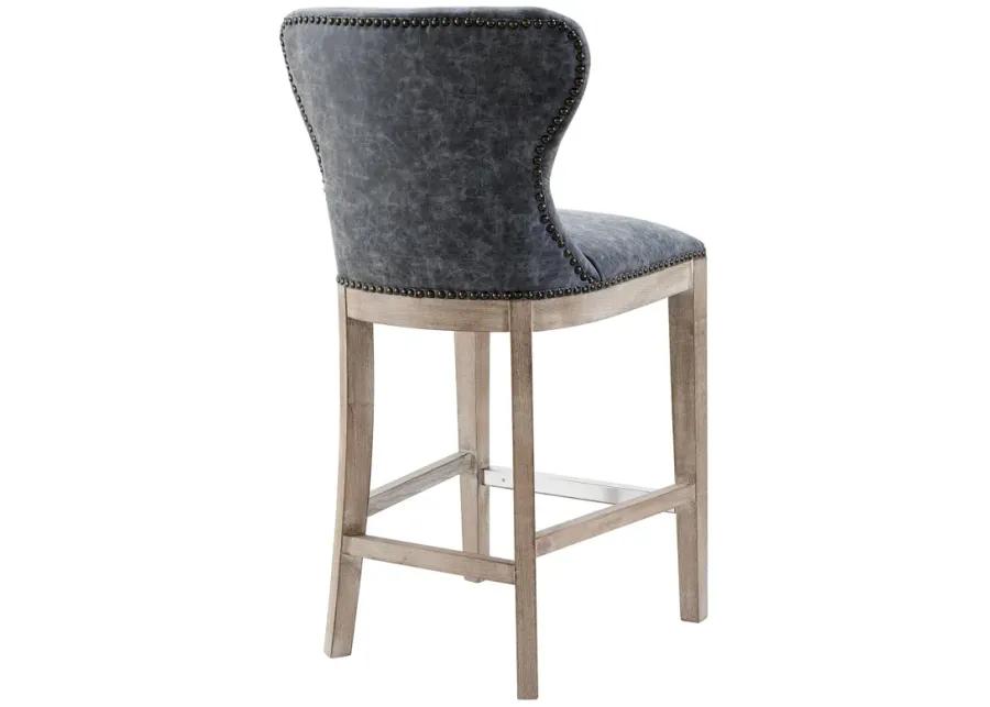 dorsey pu counter stool drift wood legs, nubuck charcoal