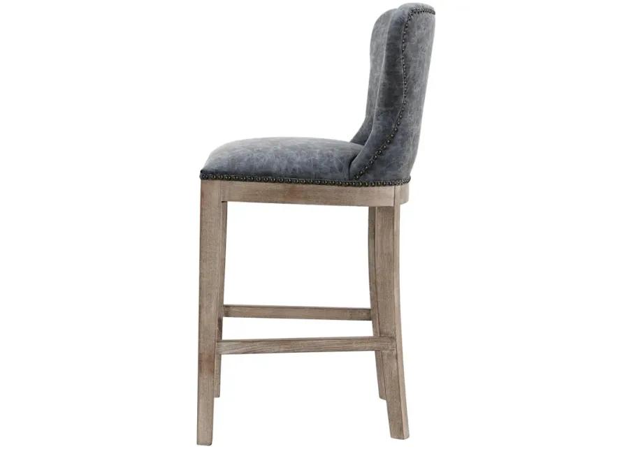 dorsey pu counter stool drift wood legs, nubuck charcoal