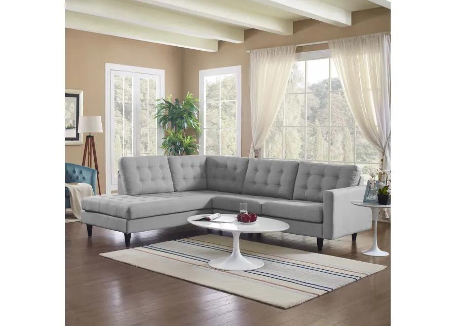 Empress 2-Piece Upholstered Left Facing Bumper Sectional